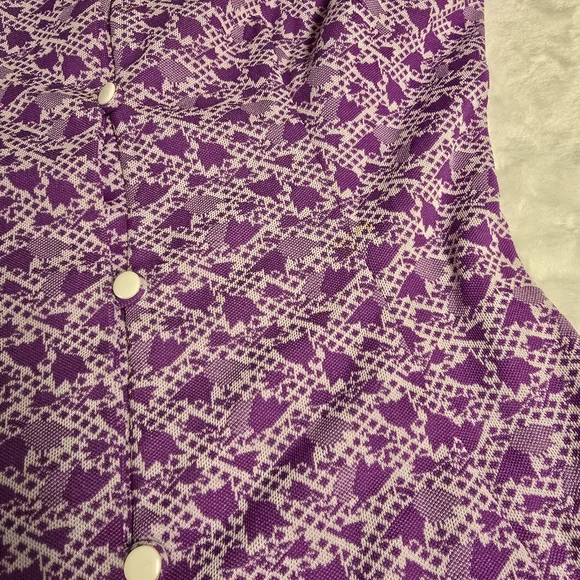 VTG 60's-70's Homemade Floral Geometric Long Sleeve Button Down Dress Sz S - Picture 11 of 14